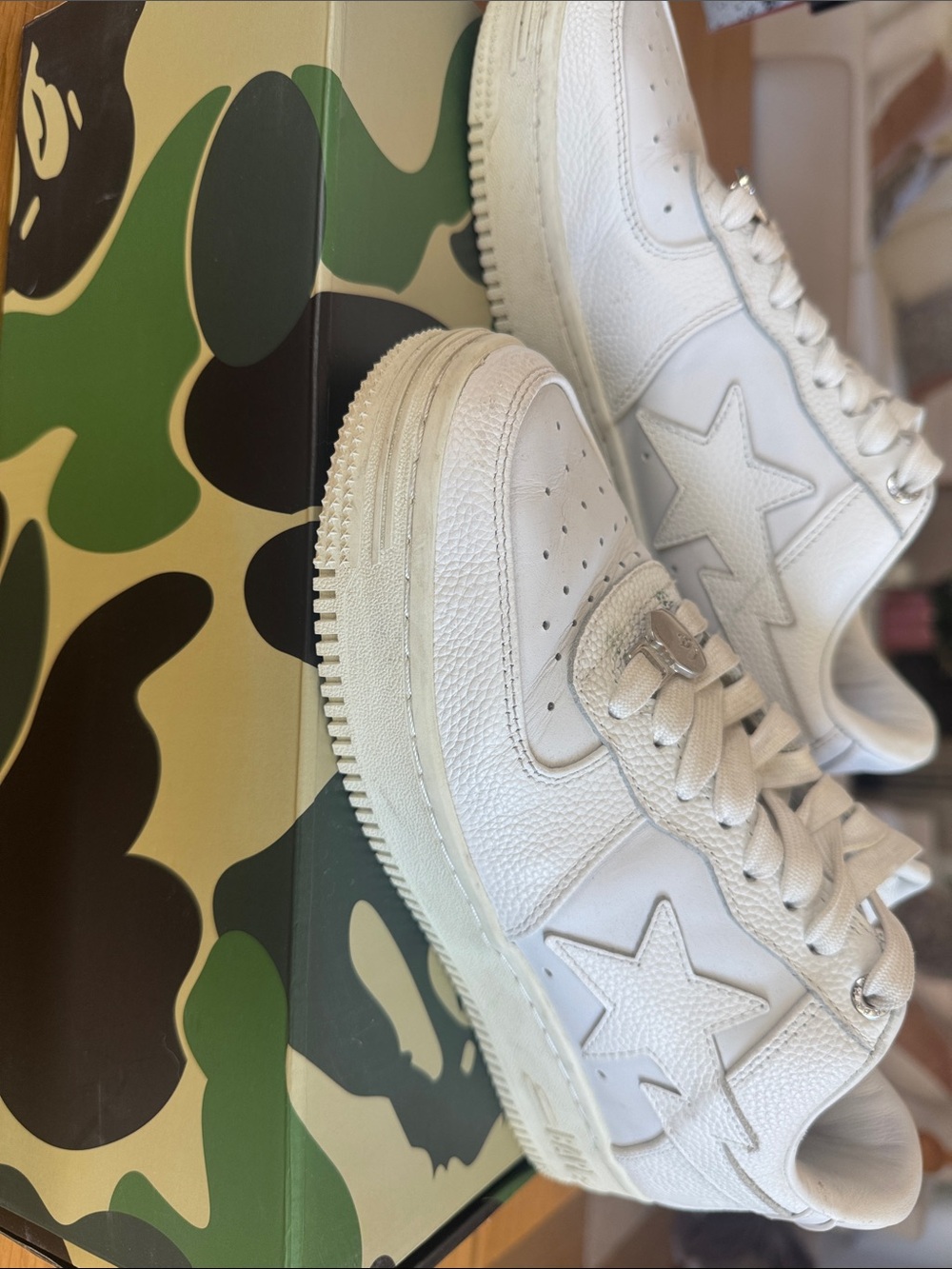 A Bathing Ape Bape STA triple white. Size 8